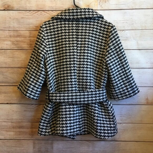 SOIA & KYO WOOL JACKET IN BLACK AND WHITE HOUNDSTOOTH PRINT - Picture 6 of 8